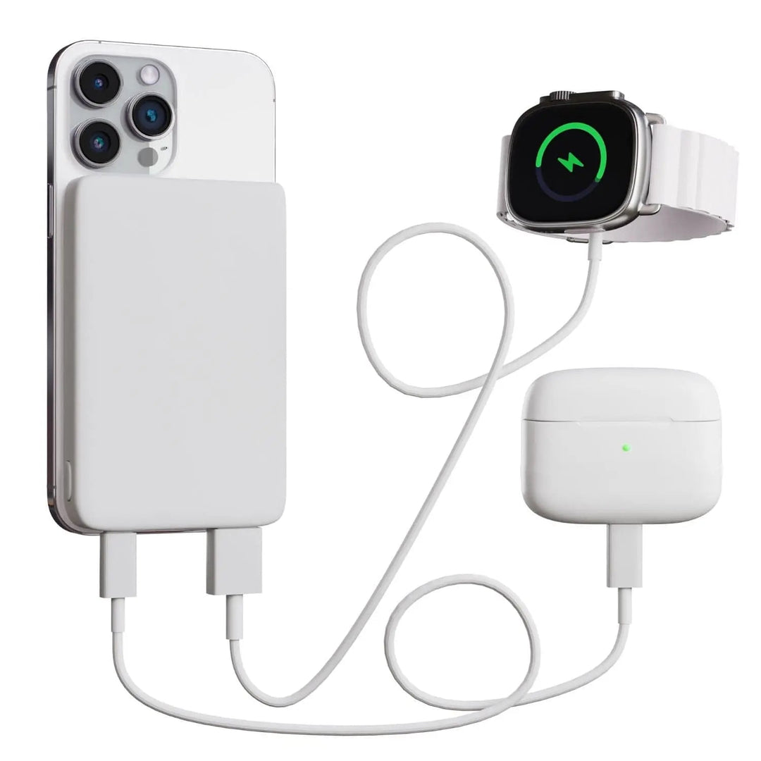 Magnetic wireless power bank for iPhone, delivering quick and easy portable power.
