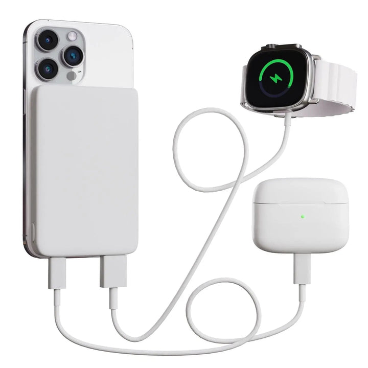 Magnetic wireless power bank for iPhone, delivering quick and easy portable power.