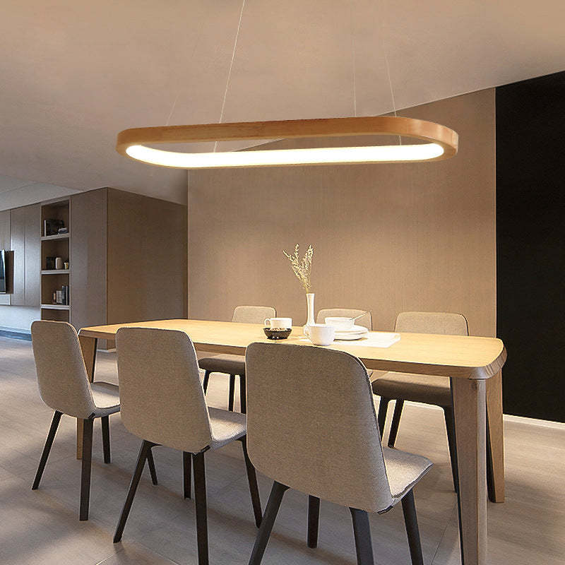 Sophisticated Ivyelle oval pendant light, combining wooden accents & LED for kitchen decor.