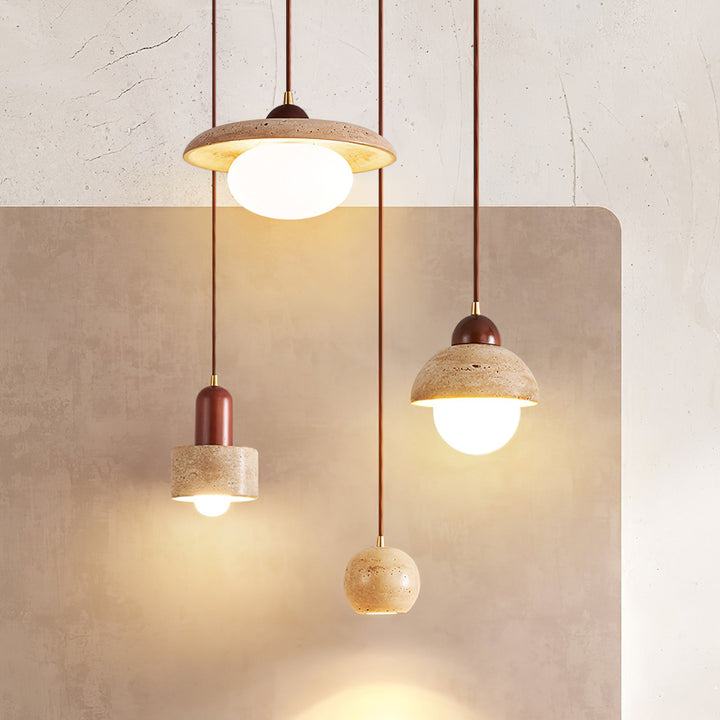 Unique sculptural Jorford pendant lamp, warm light, perfect for modern interior design.