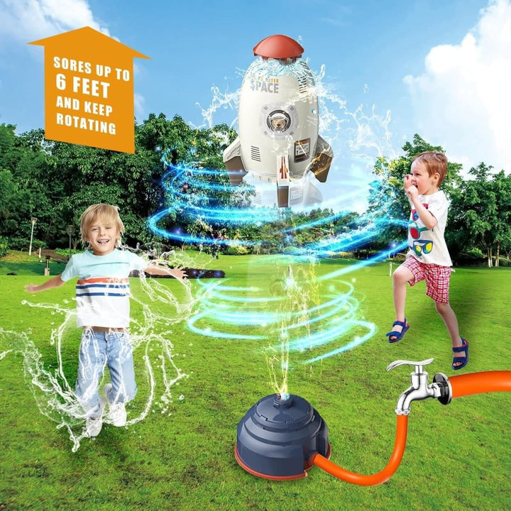 Fun 360-degree rotating sprinkler for kids. Exciting water play garden toy for backyard summer games.