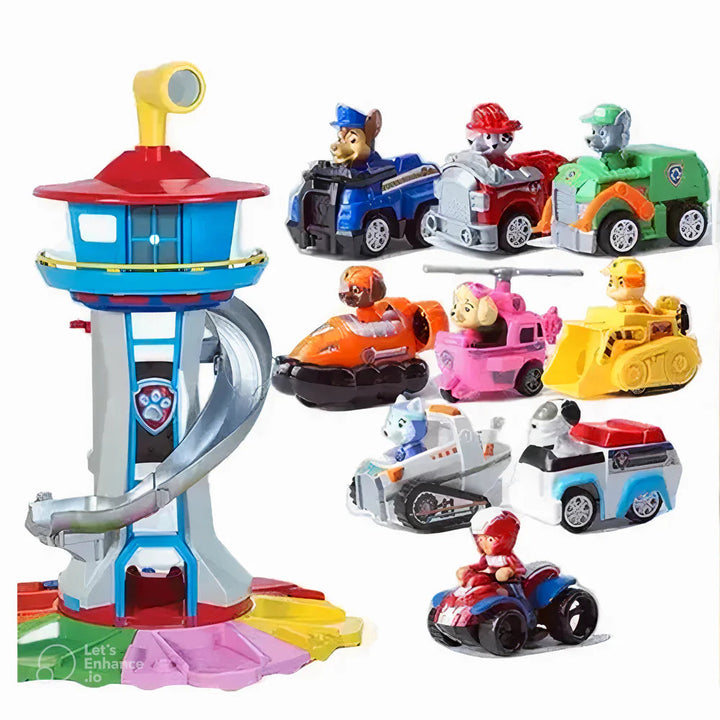 Imaginative play tower for kids, promoting creative thinking with toy car accessories.
