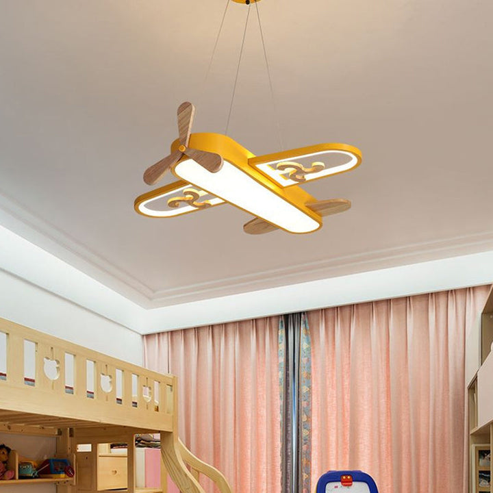 Dimmable airplane LED ceiling light, perfect pendant fixture for a child's playroom or bedroom.