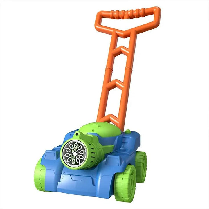 Kids automatic bubble blower cart toy with colorful LED lights and fun sounds for outdoor play.