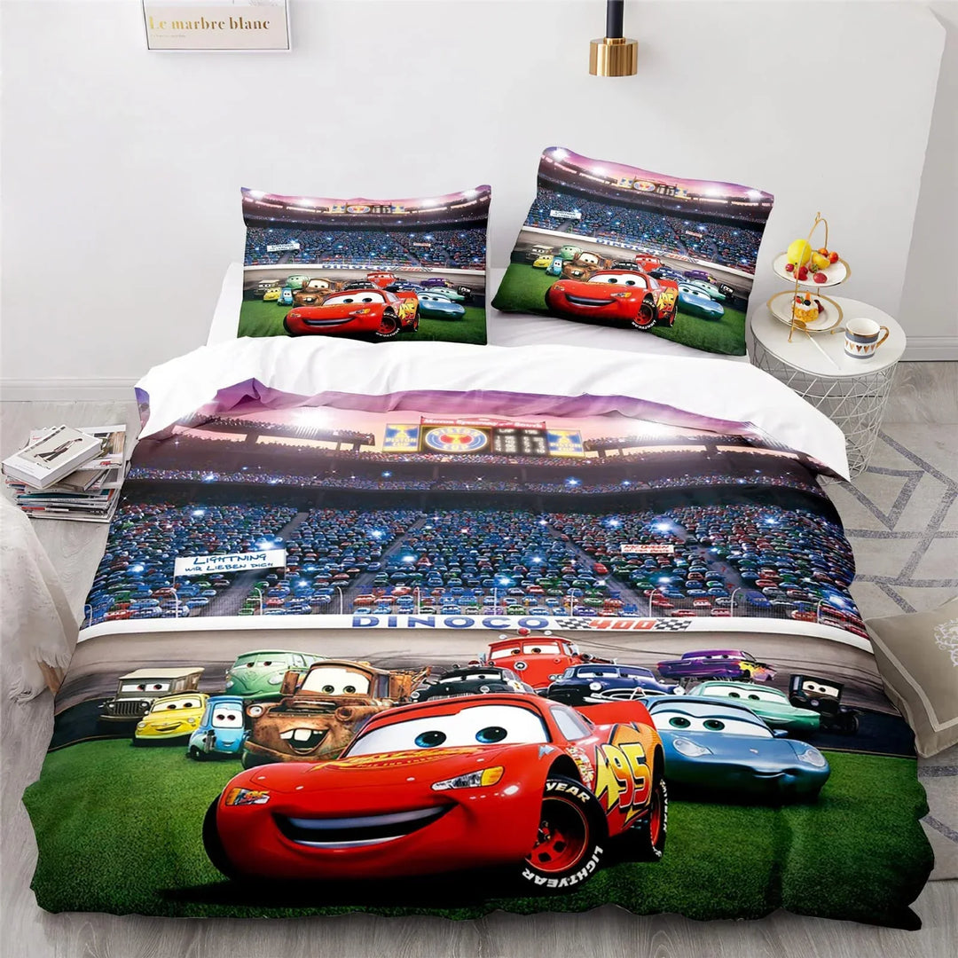 Lightning McQueen character bedding, adding excitement to any child's bedroom decor.