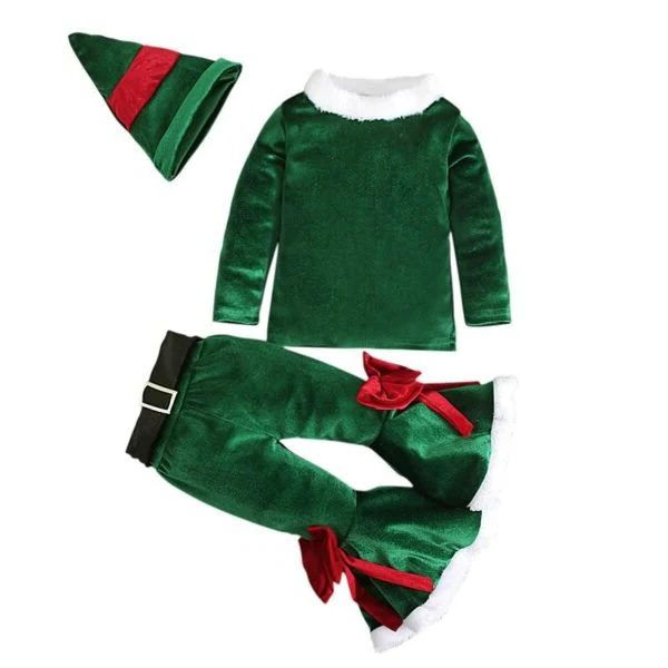 Child modeling an enchanting Santa Claus costume, inspiring festive imagination play & holiday spirit for Christmas.