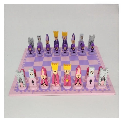 Wooden chess board for kids, offering family game night fun and learning through play with this classic strategy toy.