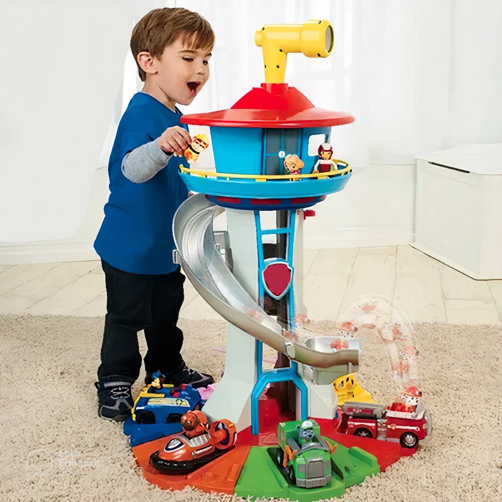 Kids climbing playset with slide and toy cars, perfect for indoor/outdoor imaginative play.