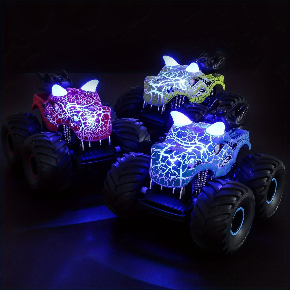 DinoBlaze smoke effect toy truck, a fun LED light-up RC car for kids.