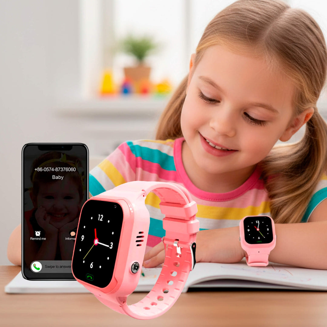 Parent's peace of mind with a children's GPS tracking smart watch, offering geo-fence and real-time location.
