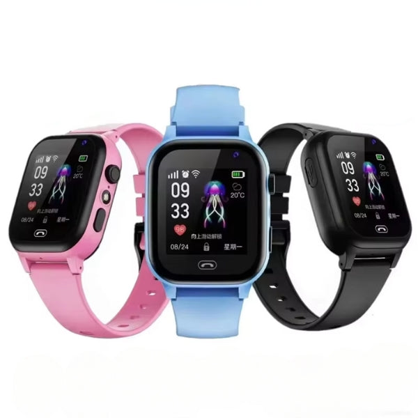 GPS tracker watch for kids, featuring video call, SOS alert & safe zone alerts, with a comfy strap.