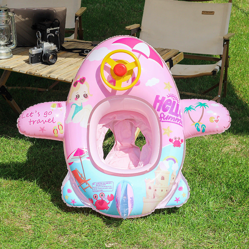 Vibrant red children's inflatable pool float with a fun steering wheel, summer essential.