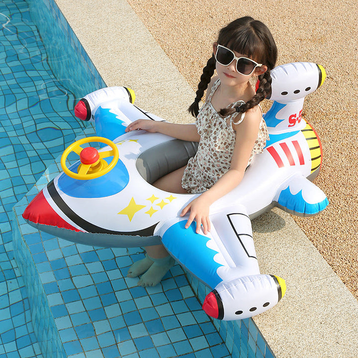 Toddler water toy: Green inflatable ring with a fun steering wheel for safe pool time.