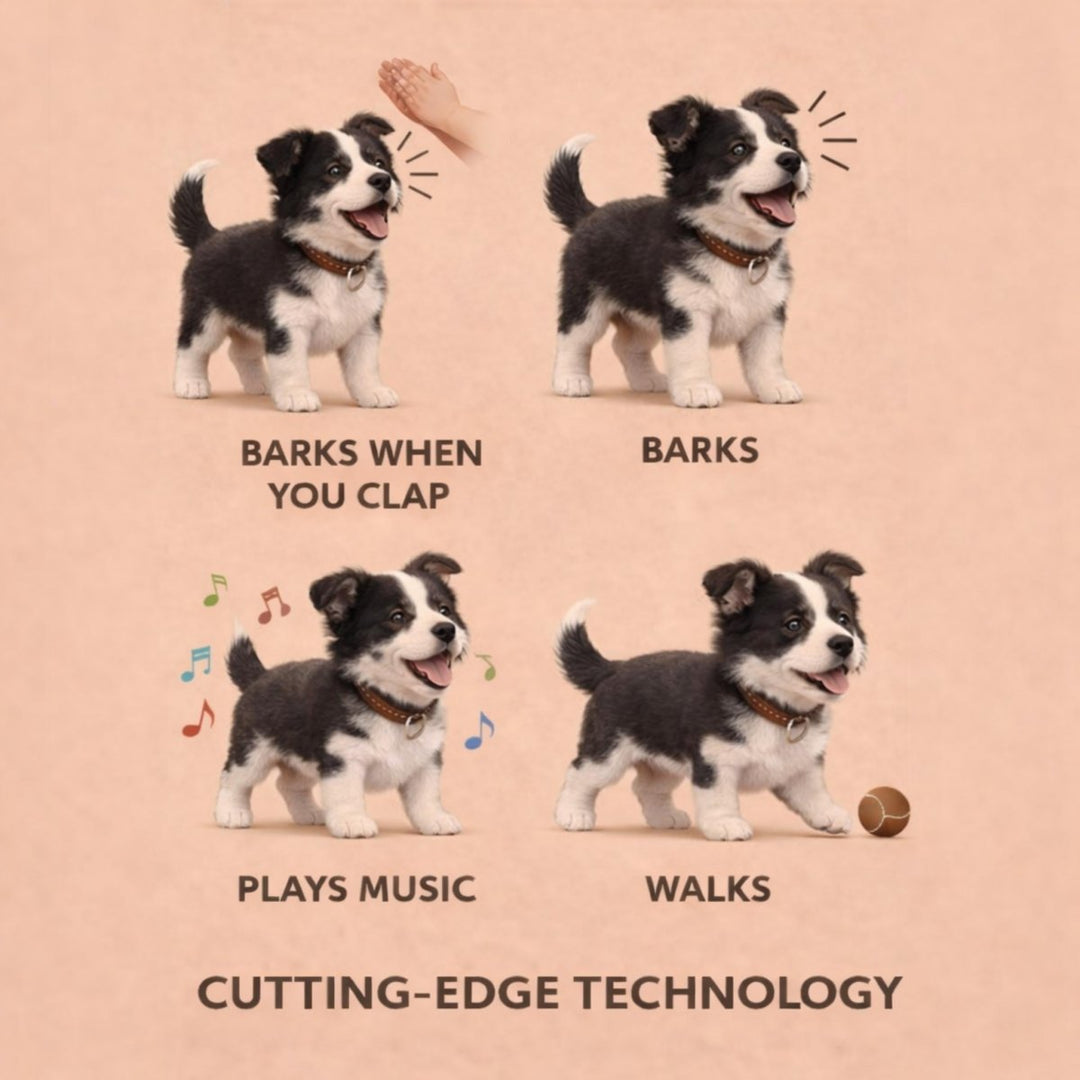 Kids' interactive plush toy dog offers realistic walking & sounds for fun pet role-play and endless entertainment.