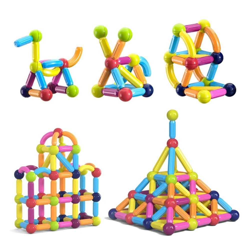 Kids' magnetic building sticks toy for creative STEM learning and fine motor skills development.