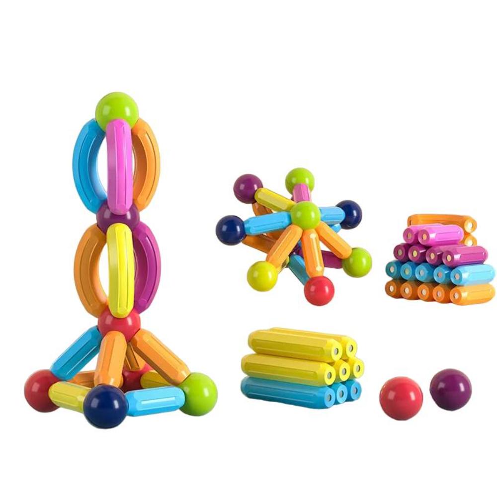 Engaging magnetic building sticks provide hours of creative play and early STEM education for kids.
