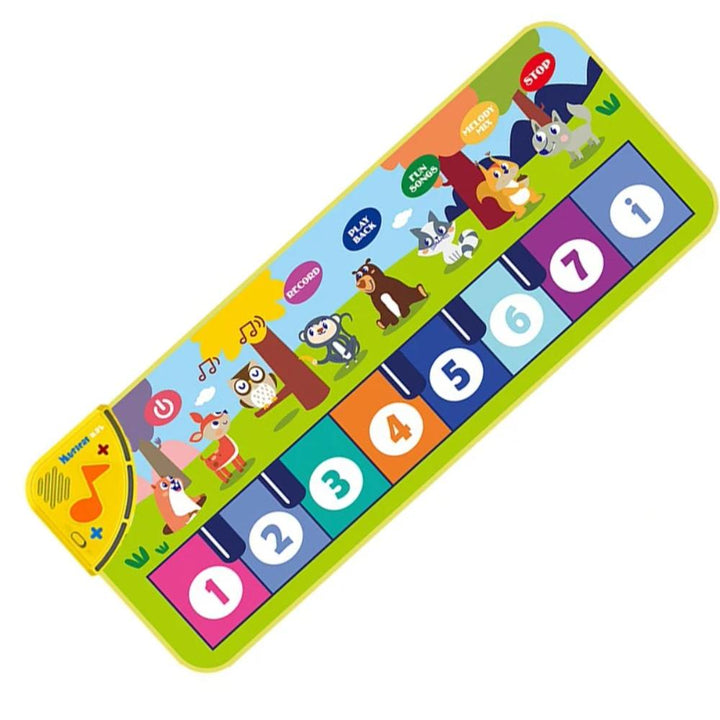 Kids' musical piano dance mat with colorful keys for interactive learning fun.