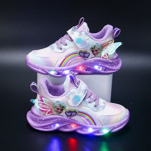 Side view of GlowStride sneakers, highlighting the cool light-up feature.