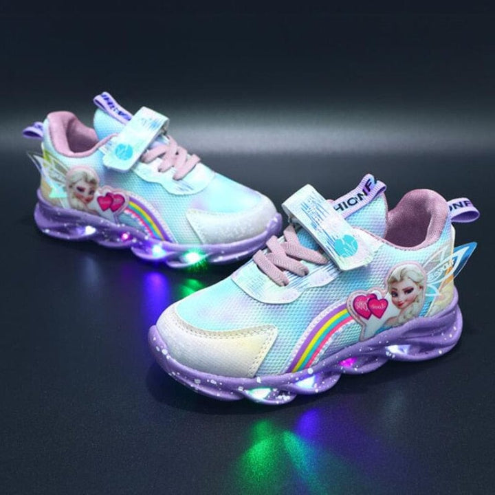 GlowStride children's shoes with colorful LED lights for playtime.