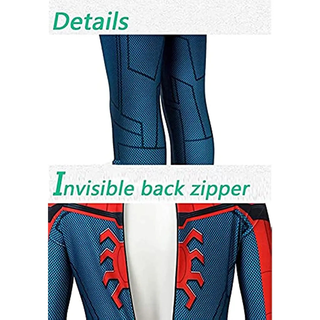 Close-up on the mask of a red Spider-Man children's costume for parties.