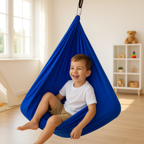 Durable sensory swing designed for autism therapy, offering a calming and secure space.