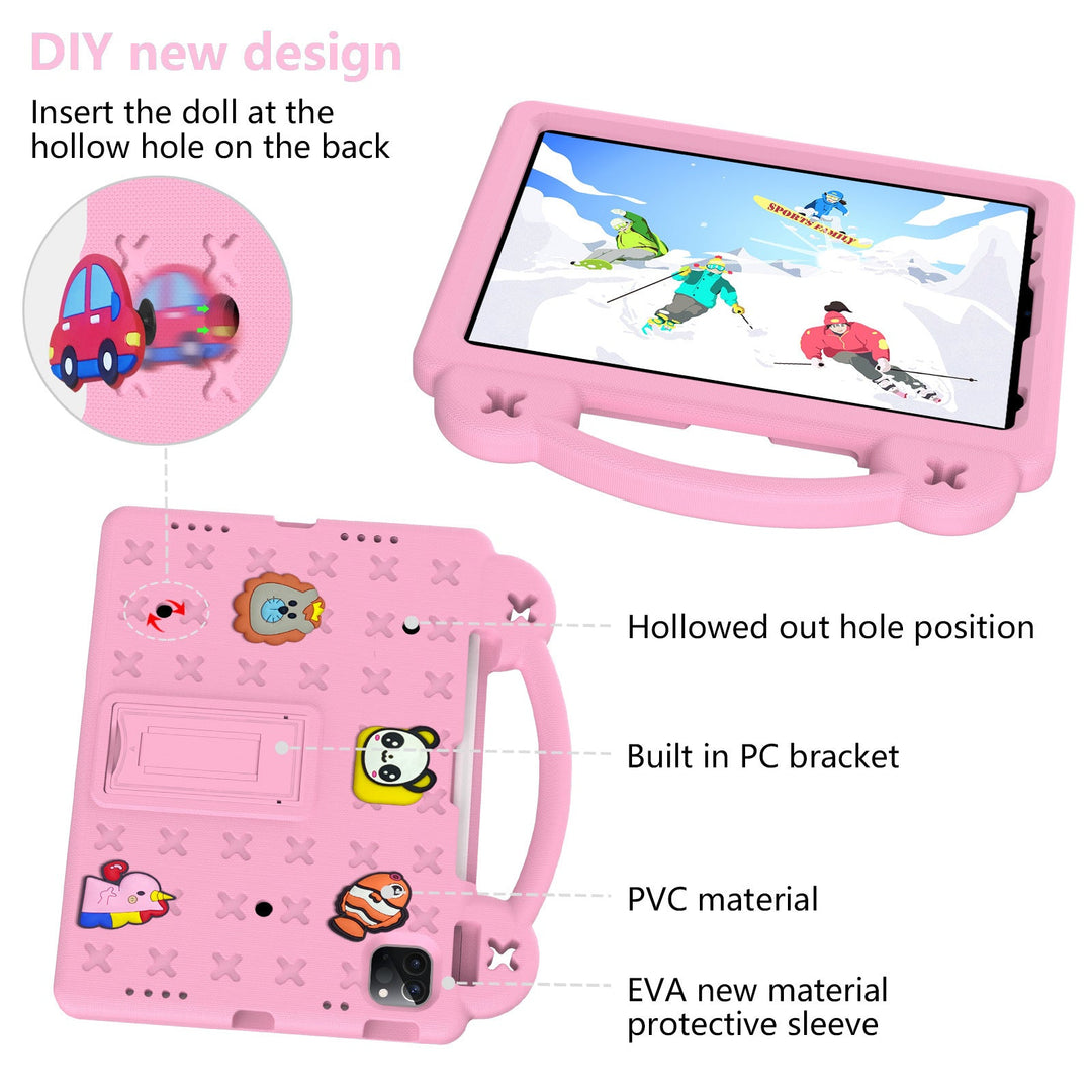 Durable, protective kids tablet cover in bright blue, featuring shock absorption and a convenient handle.