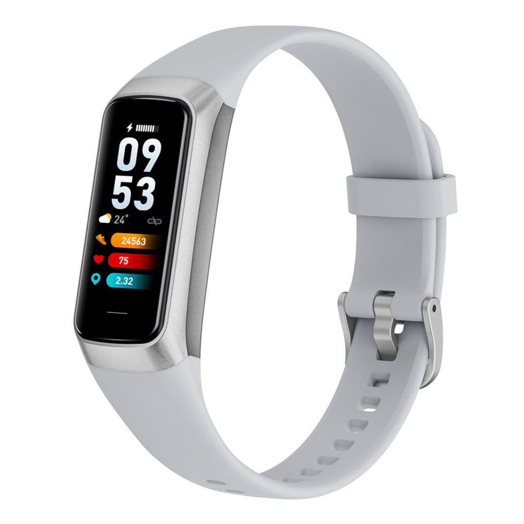 Children's fitness tracker watch displaying steps and heart rate data.