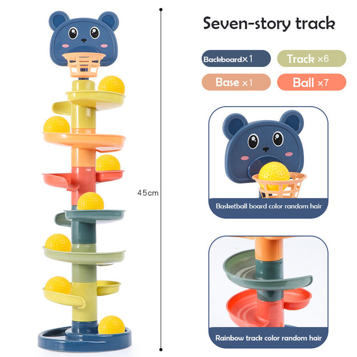Interactive plastic ball drop tower, a fun early learning toy for kids