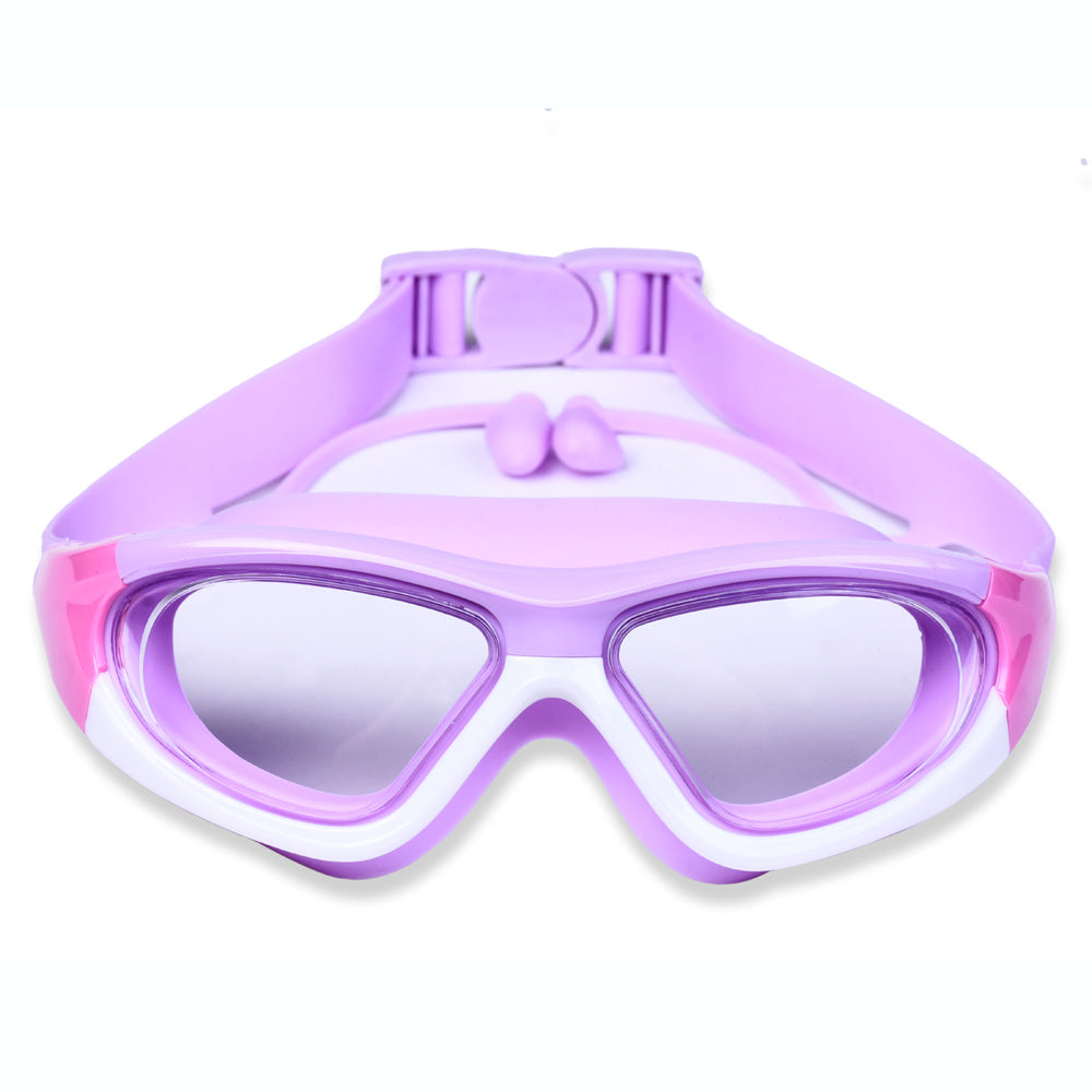 Large frame kids swim goggles, anti-fog, comfortable, perfect for water sports.