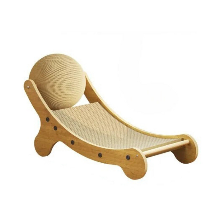 Interactive cat furniture: KittyCove scratcher and cat condo.