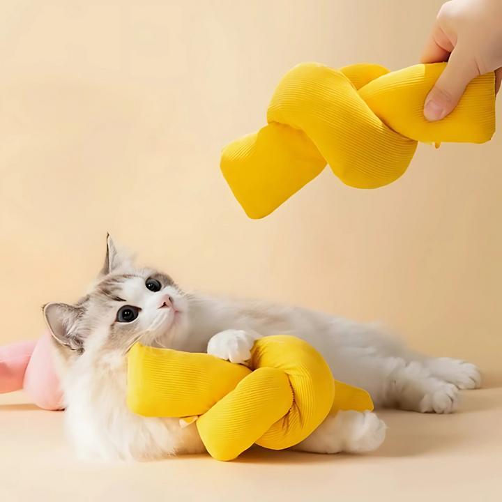 KnottyPaws catnip cat toy for engaging interactive play, featuring plush material and crinkle sounds for kitten enrichment.