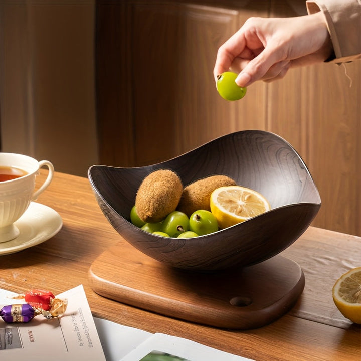 Large decorative wood-look fruit bowl, perfect for kitchen tables & home essentials.