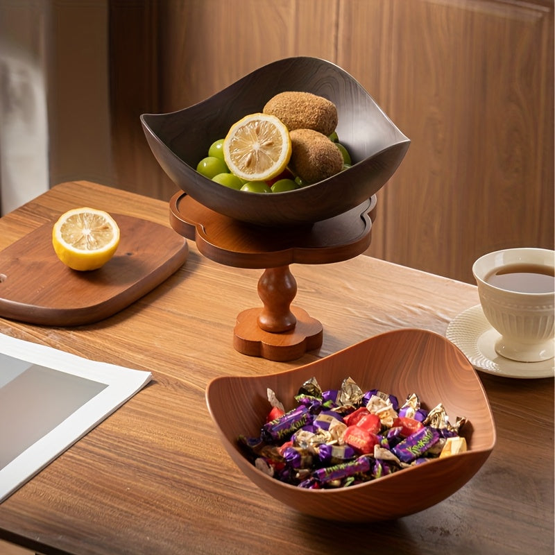 Extra-large decorative fruit bowl with realistic wood look, suitable for family use & kitchen decor.