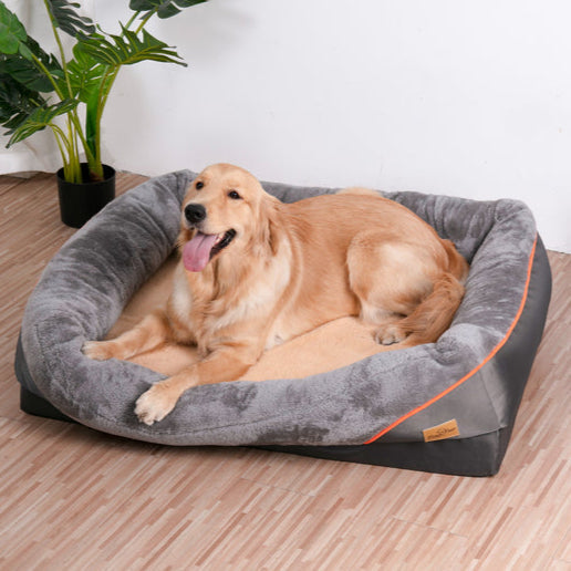 Large orthopedic memory foam dog bed for big dogs. Provides joint support & ultimate comfort.