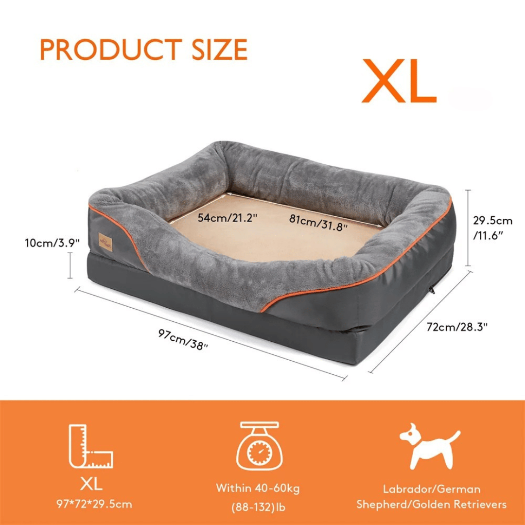 Durable orthopedic dog bed with removable washable cover for large breeds. Memory foam comfort.