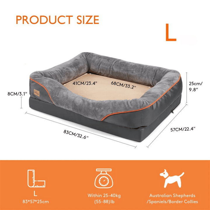 Plush memory foam dog bed, orthopedic support for large dogs. Ensures ultimate pet comfort & rest.