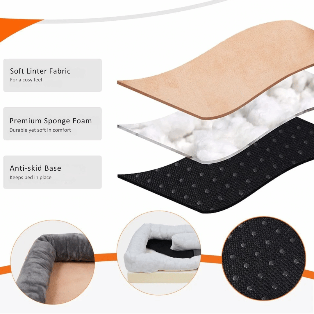 Washable cover on a large orthopedic memory foam dog bed for maximum pet health & hygiene.