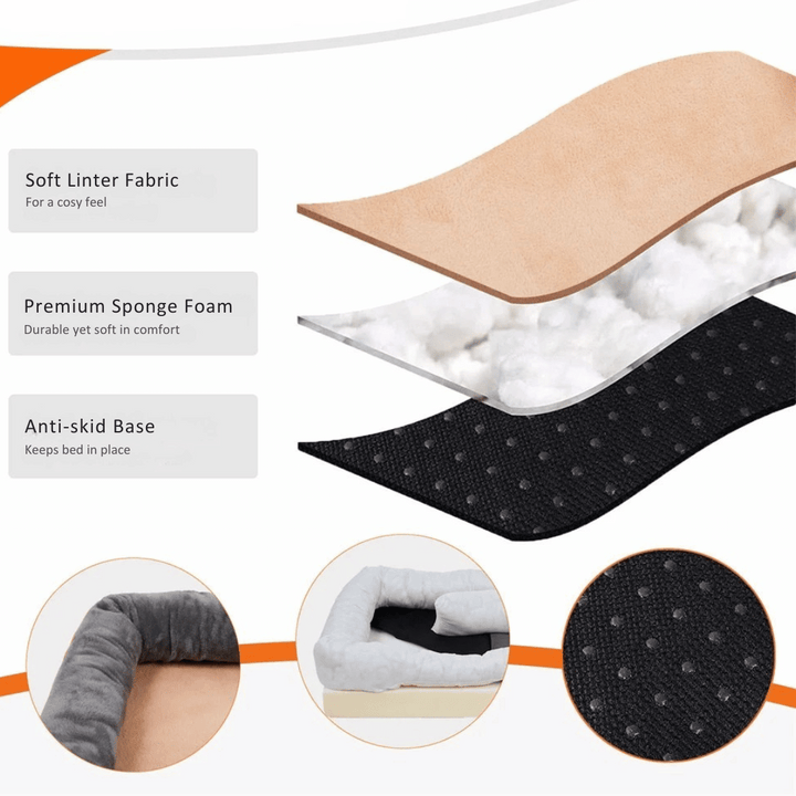 Washable cover on a large orthopedic memory foam dog bed for maximum pet health & hygiene.