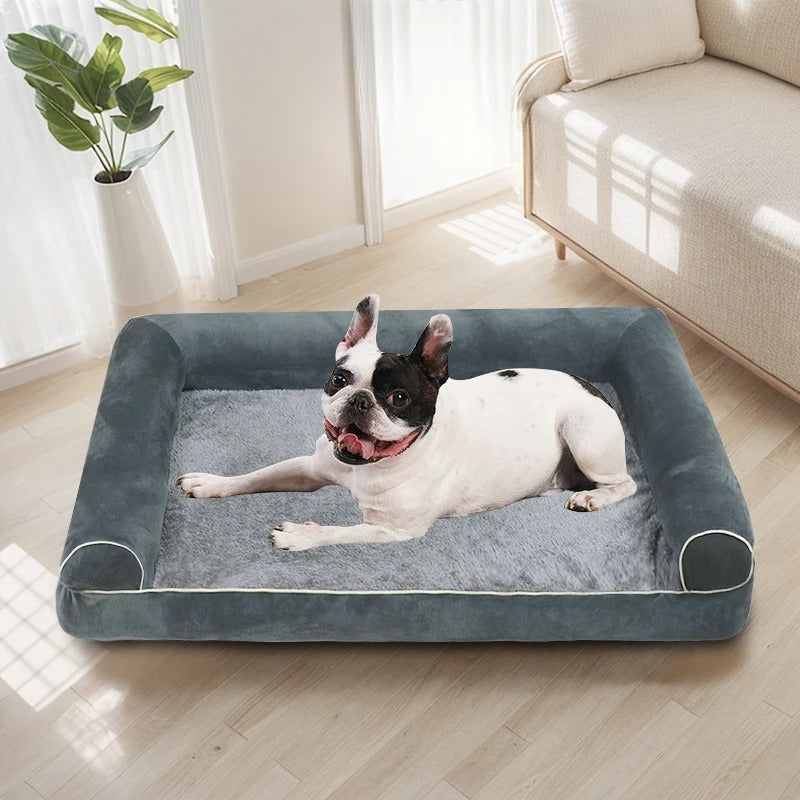 Large orthopedic memory foam dog bed providing ultimate comfort & joint support for big breeds. Ideal for pet health.