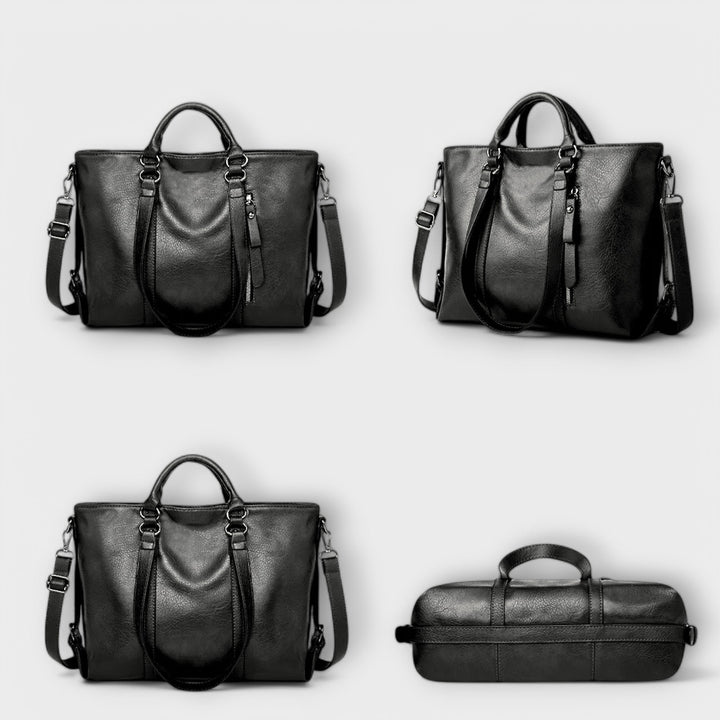 Fashionable women's leather handbag, a chic large capacity carryall tote accessory.