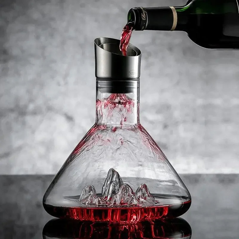 Lead-free crystal wine decanter with 12-channel aeration & filter, perfect for red wine and home entertaining.