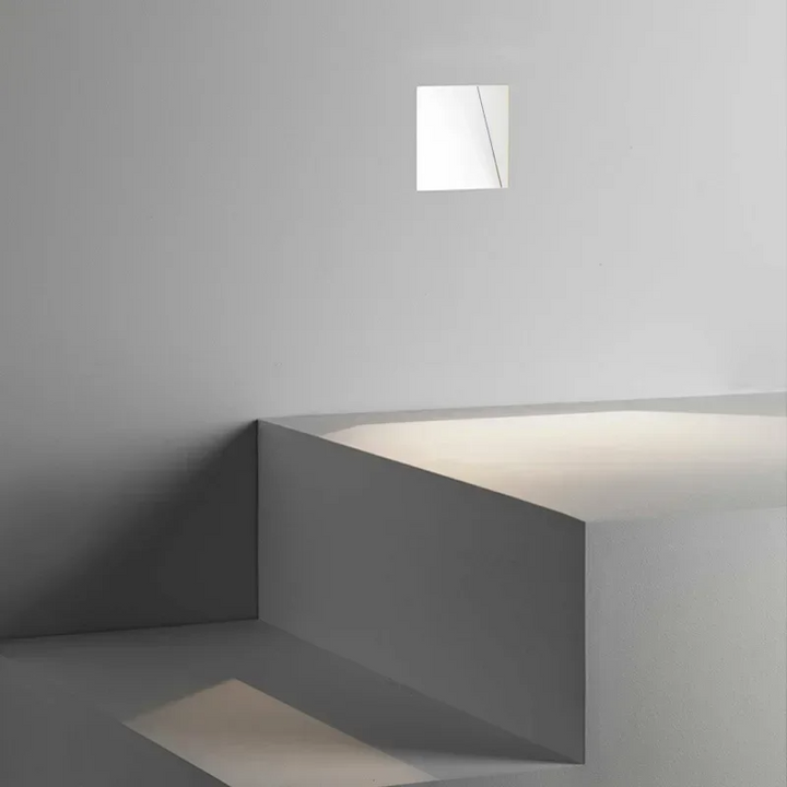 Bright LED recessed wall light for clear visibility on steps and in corridors.