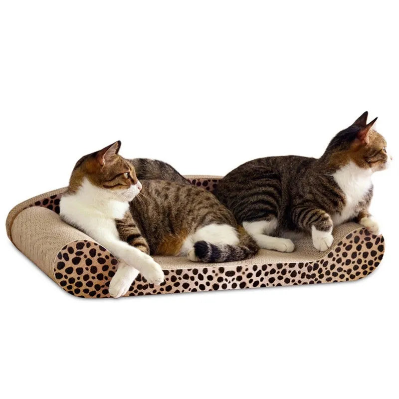 Easy-clean leopard print cat scratching mat. Durable pet furniture, perfect for feline play & rest.