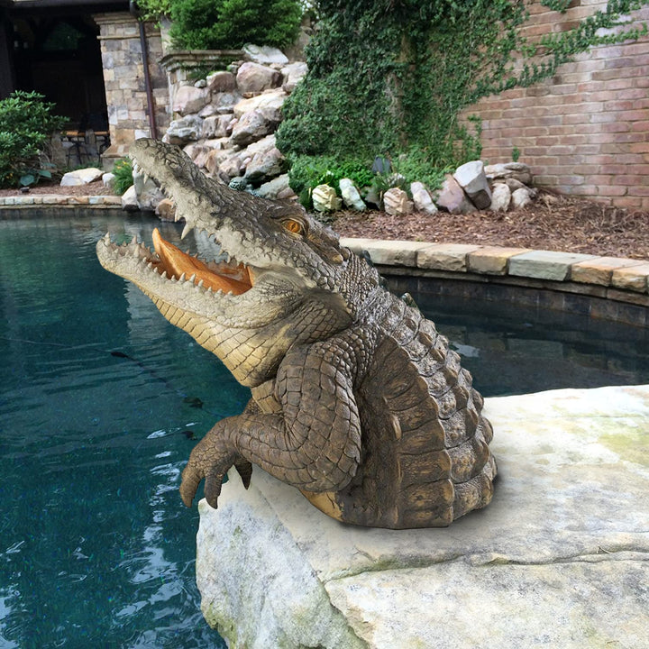 19-inch lifelike crocodile outdoor decor sculpture, adding a wild touch to your garden or lawn.