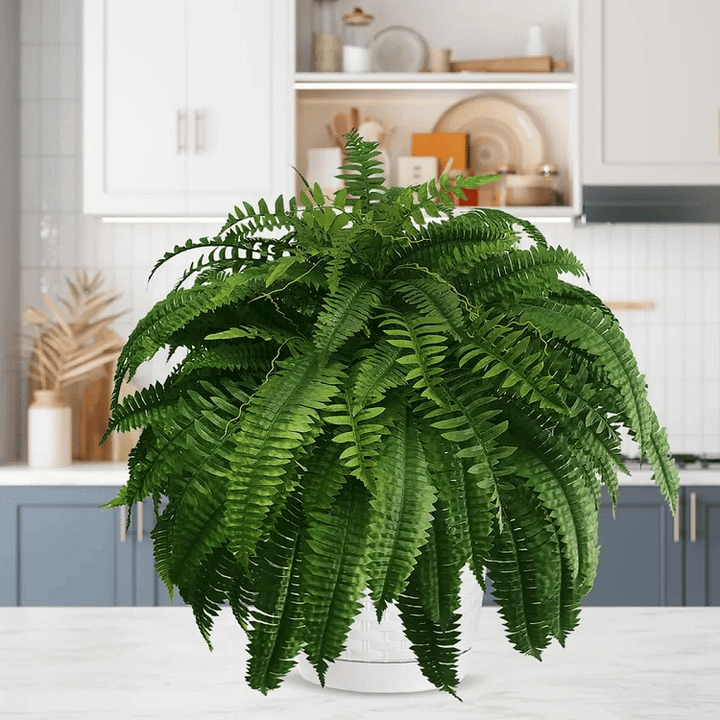 Beautiful artificial Boston fern, perfect for enhancing your outdoor patio, balcony, or garden decor.