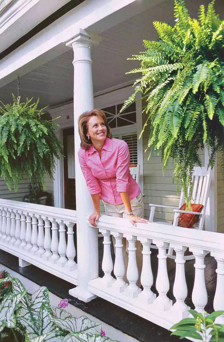Maintenance-free faux Boston fern for outdoor use. Adds lifelike greenery to any patio or garden.