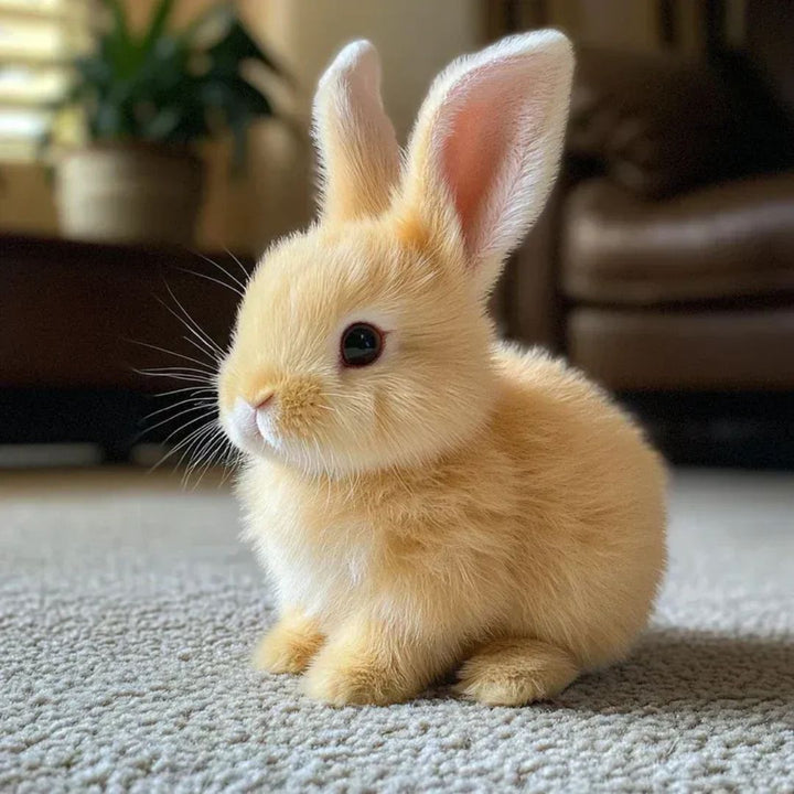 Plush interactive bunny for kids, a soft and lifelike stuffed animal that brings joy as a cuddly playmate.