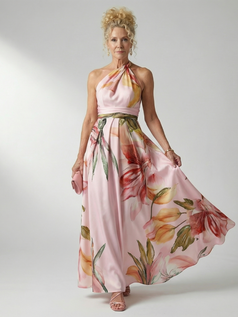 Women's bohemian floral maxi dress, ideal for vacation and casual wear.