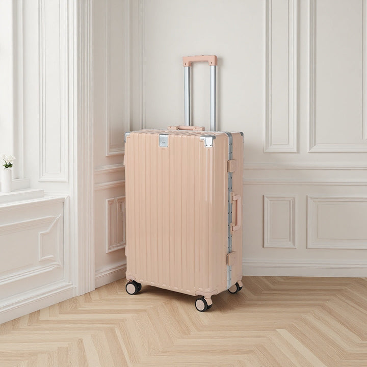 Durable lightweight hardside spinner suitcase with easy-roll wheels, perfect travel luggage for modern adventurers.
