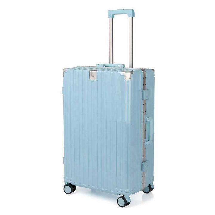 Compact lightweight hard shell spinner suitcase, ideal carry-on luggage for efficient short-haul travel.